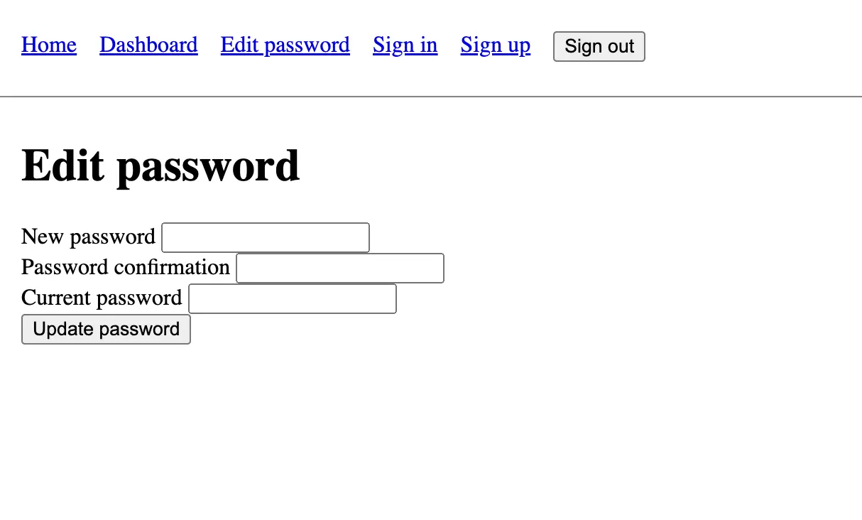 Edit password page